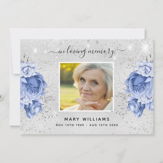 Sympathie zilverblauw lichtsparren bedankkaart (Achterkant)