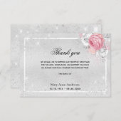 Sympathie zilverroze flroze dank u bedankkaart (Voorkant / Achterkant)