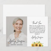 Sympathie Zonnebloem Foto Begrafenis Dank u kaart (Voorkant / Achterkant)