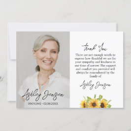 Sympathie Zonnebloem Foto Begrafenis Dank u kaart