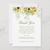 Sympathie Zonnebloem Groen Script Foto Bedankkaart (Achterkant)