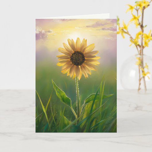 Sympathie Zonnebloem in groene weide Kaart (Gele Bloem)