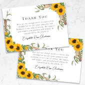 Sympathie Zonnebloemen begrafenis Bedankkaart