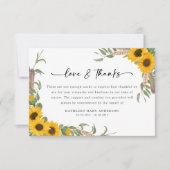 Sympathie Zonnebloemen begrafenis Bedankkaart (Voorkant)