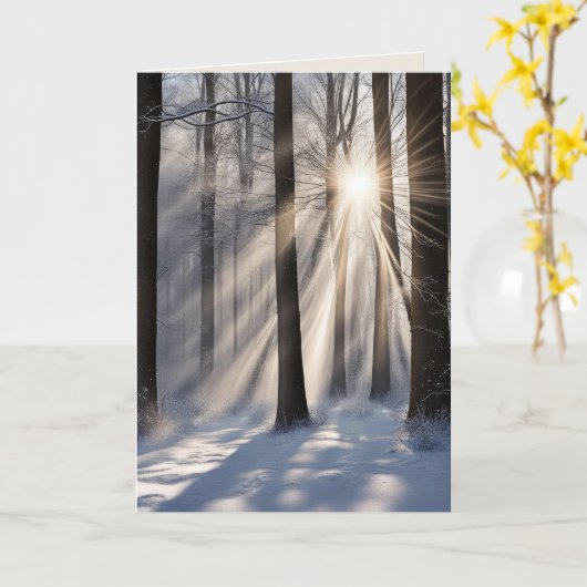 Sympathie zonnestralen in het winterbos kaart (Gele Bloem)