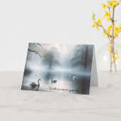 Sympathie zwanen op Misty Lake Kaart (Gele Bloem)