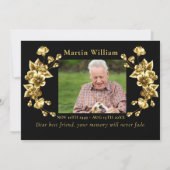 Sympathie zwart goud bloemenbudget dank u foto bedankkaart (Achterkant)