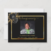 Sympathie zwart goud bloemenfoto dank je kaart (Voorkant)