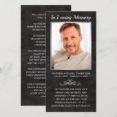 Sympathie Zwart Leer Zilver Foto Begrafenisgebed (Voorkant / Achterkant)