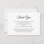 Sympathie Zwart Script Eenvoudige begrafenis Dank  Kaart (Voorkant)