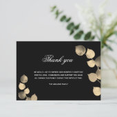 Sympathie zwarte gouden eucalyptus foto bedankkaart (Staand voorkant)