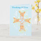 Sympathiekaart Denk aan u/Grieks kruis Kaart (Gele Bloem)