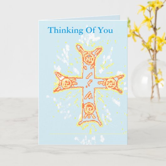 Sympathiekaart Denk aan u/Grieks kruis Kaart (Gele Bloem)