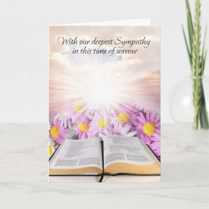 Sympathiekaart met bloemen en studie bijbel kaart