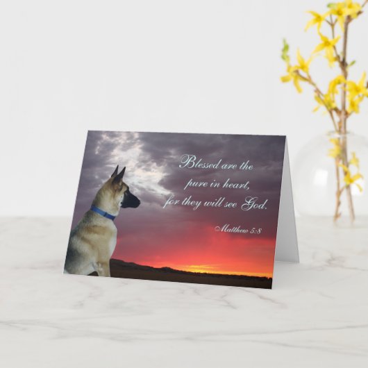 Sympathiekaart met Duitse Shepherd Matthew 5:8 Kaart (Gele Bloem)