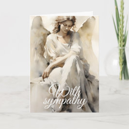 Sympathiekaart met engel die aan je denkt Beige Kaart