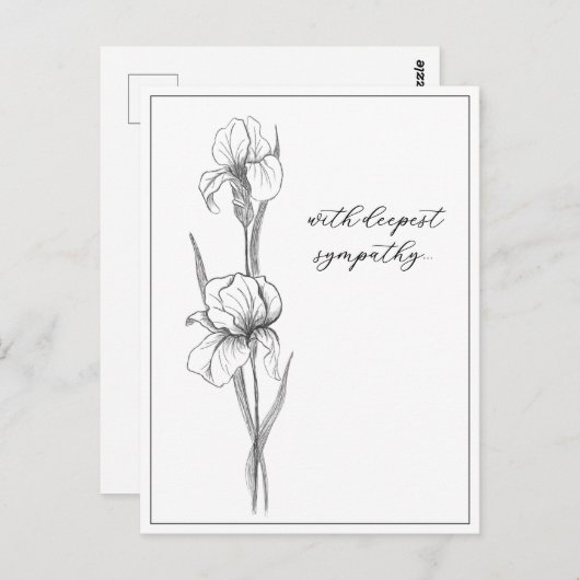 sympathiekaart met handgetekende iris briefkaart (Voorkant / Achterkant)