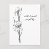 sympathiekaart met handgetekende iris briefkaart (Voorkant)