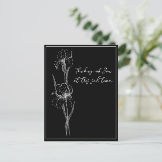  sympathiekaart met handgetekende iris briefkaart (Staand voorkant)