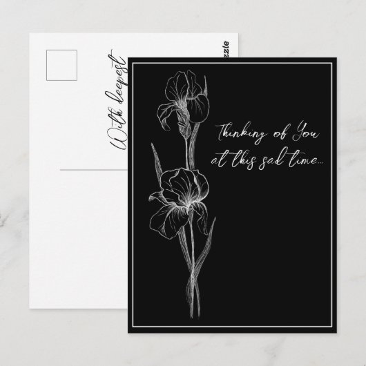  sympathiekaart met handgetekende iris briefkaart (Voorkant / Achterkant)