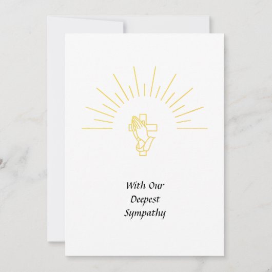 Sympathiekaart Praying Hands Cross Spiritueel Whit (Voorkant)