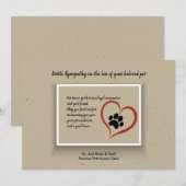 Sympathiekaart voor afdrukken in Paw Kaart (Voorkant / Achterkant)