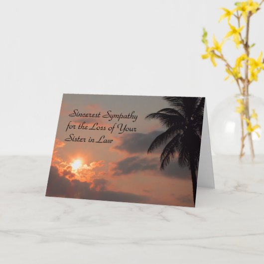 Sympathiekaart voor zuster in Wet met Sunset Kaart (Gele Bloem)