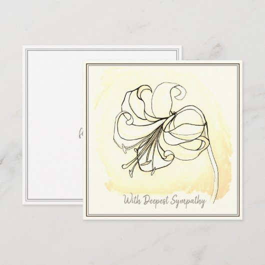 Sympathiekaart voor zwarte en witte Lily-tekening (Voorkant / Achterkant)