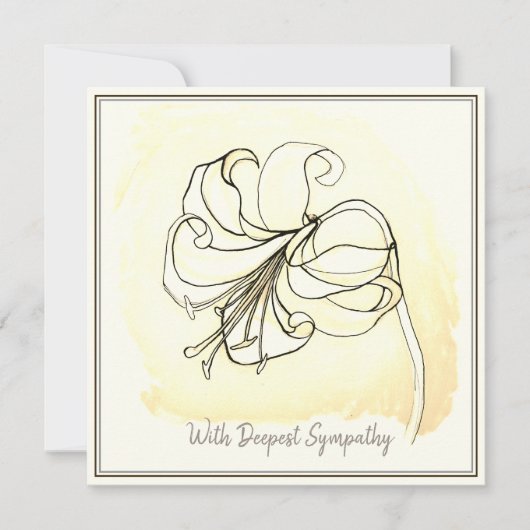 Sympathiekaart voor zwarte en witte Lily-tekening (Voorkant)
