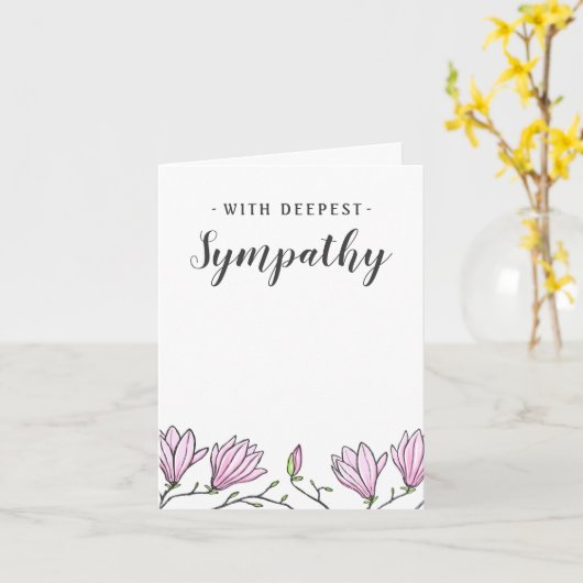 Sympathiekaarten met roze magnoliumbloemen kaart (Gele Bloem)