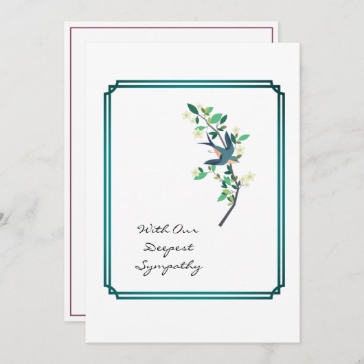 Sympathikaart Vogelboom Blauwgroen Lijst Wit (Voorkant / Achterkant)