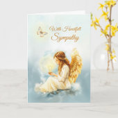 Sympathy Angel met Kaarsenvlinder in Waterverf Kaart (Gele Bloem)