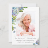 Sympathy Blue Hydrangea Floral Fotobegrafenis Bedankkaart (Voorkant)
