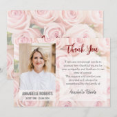 Sympathy Boeket van Soft Pink Roses Fotobegrafenis Bedankkaart (Voorkant / Achterkant)