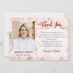 Sympathy Boeket van Soft Pink Roses Fotobegrafenis Bedankkaart