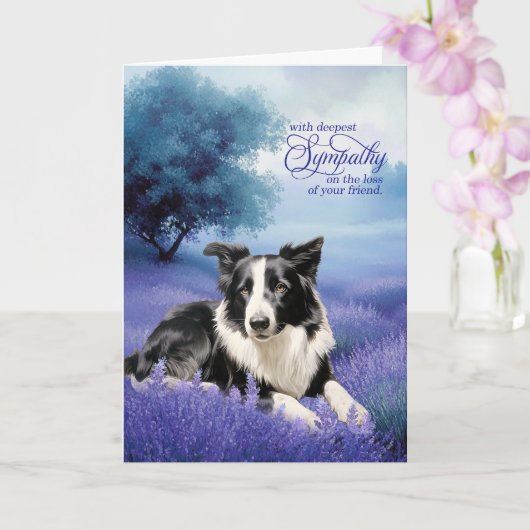 Sympathy Border Collie Dog Lavender Meadow Kaart (Orchidee)