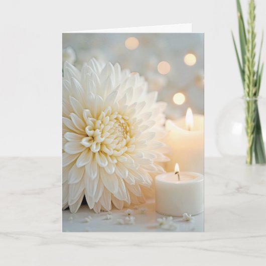 Sympathy Candle en witte chrysant Kaart (Voorkant)