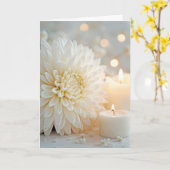 Sympathy Candle en witte chrysant Kaart (Gele Bloem)