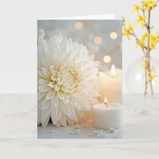 Sympathy Candle en witte chrysant Kaart (Gele Bloem)
