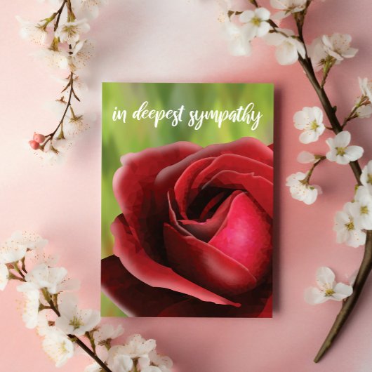 Sympathy Card: Deep Red Rose Customizeable Kaart