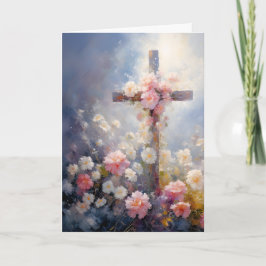 Sympathy Card Floral Cross Kaart