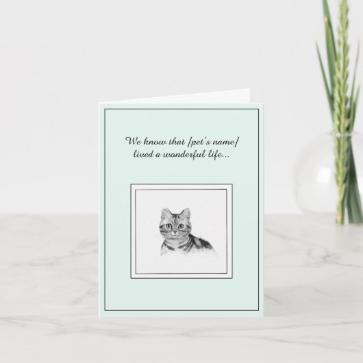 Sympathy Card for Pet Cat Kaart (Voorkant)