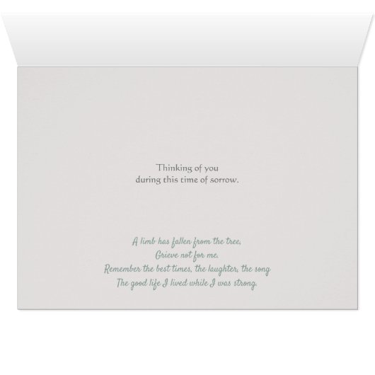 Sympathy Card met een zorgzaam vers (Binenzijde Horizontaal (Onderkant))