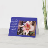 Sympathy Card Pink Lily Bloom Bijbelvers over gelo Kaart (Voorkant)