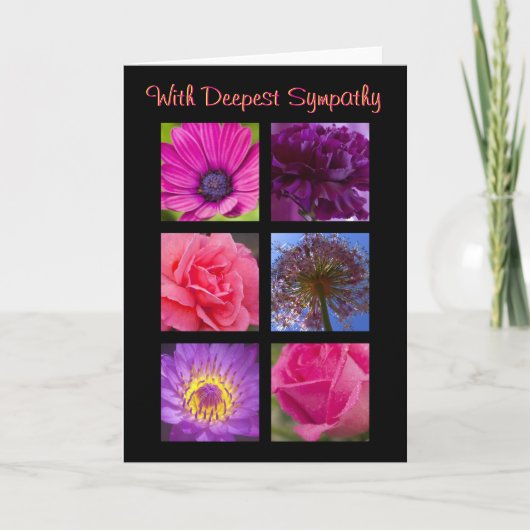 Sympathy Card - roze paarse bloemen Kaart (Voorkant)