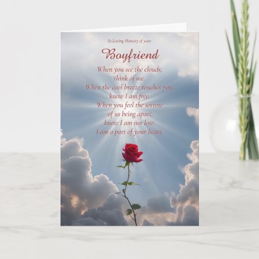 Sympathy Card voor het verlies van vriendje Red Ro Kaart (Voorkant)