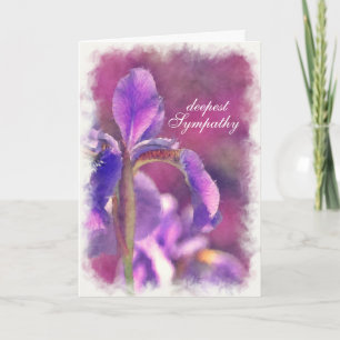 Sympathy Card Waterverf Paarse Iris Doordacht Kaart