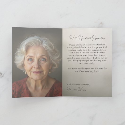 Sympathy Card with Customizable Message  Kaart (Binnen)