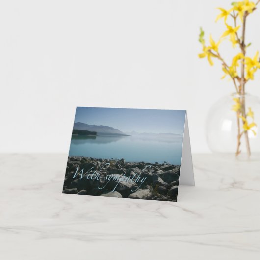 Sympathy card with serene lake and mountain view kaart (Gele Bloem)