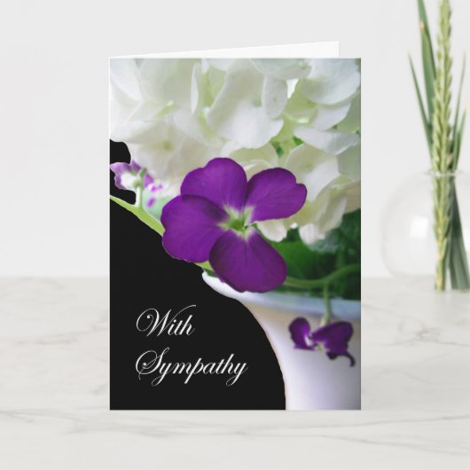 Sympathy Card, Witte Hortensia's en Stock Bloemen Kaart (Voorkant)